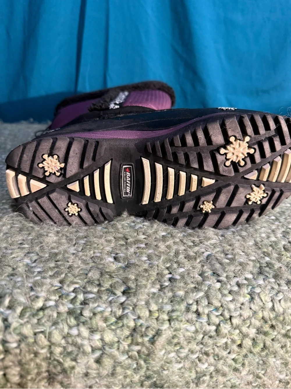 Baffin Adele Junior Kids Purple Winter Snow Boots with Faux Fur Trim